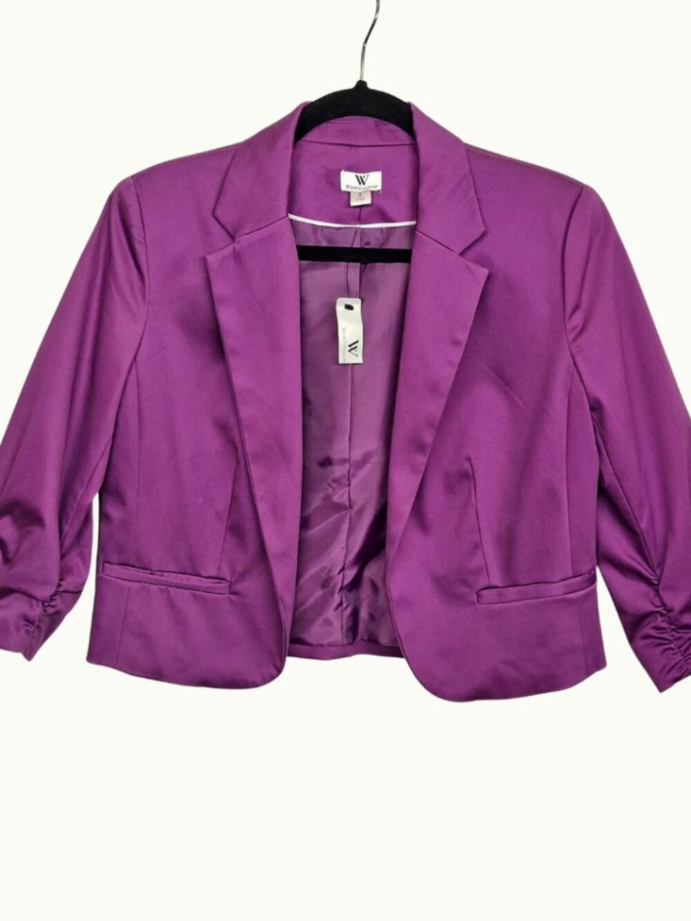 WORTHINGTON Purple Blazer Jacket Cropped Career Work Preppy Small NWT